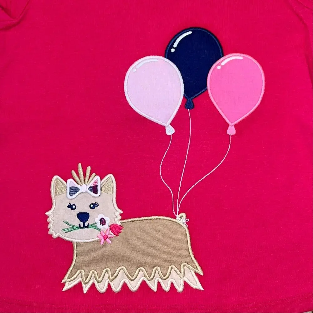NWT Gymboree Pink & Navy Embroidered Puppy Top & Plaid Tiered Skort -SIZE 12-18M